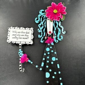 Silvestri Joey Inc Metal Mom Figurine 16" Pink Blue Polka Dot Whimsical Statue